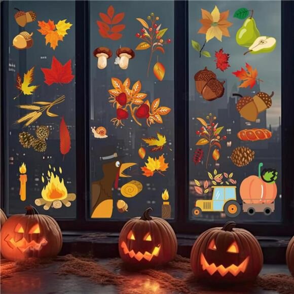 Fall Window Clings for Glass Thanksgiving Clings Decor for Windows Autumn - Picture 2 of 7